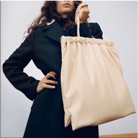 ZARA DRAWSTRING CLOSURE TOTE BAG - Picture 8 of 11